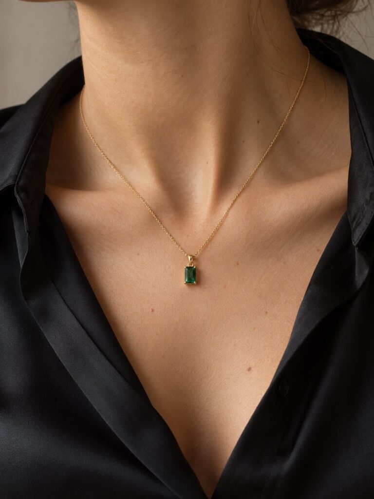 Colgante de oro con turmalina verde